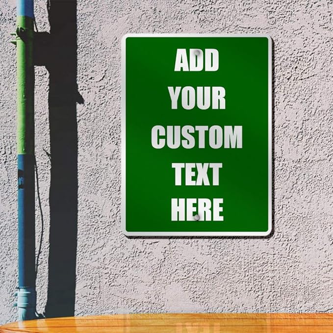 Aluminum Weatherproof Metal Sign Multiple Sizes Custom Personalized Text Here Green White Directions Vertical Street 12x18Inches