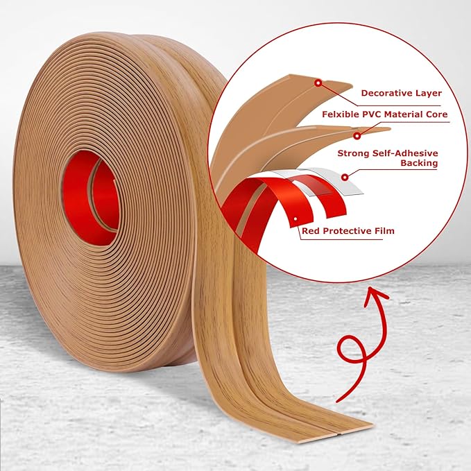 Flexible Wall Corner Protector Moulding Trim Peel and Stick Wall Corner Guards Edge Protector Self Adhesive Molding Trim Strip for Edge Ceiling (Light Brown Wood Grain, 1.6 in x 40 Ft)