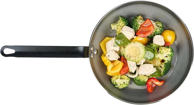 Restaurantware Fry Pan 1 Pack of 10.2 Inches Carbon Steel Non-Stick Searing Pan With Ergonomic Handle Silver For Sauteing and Omelets