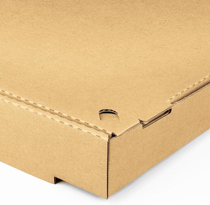 Karat Pizza Boxes 14" x 14" x 2" [50 Pack] Kraft Corrugated Boxes | Ventilated, Grease-Resistant, Durable for Pizza, Catering or Shipping Use