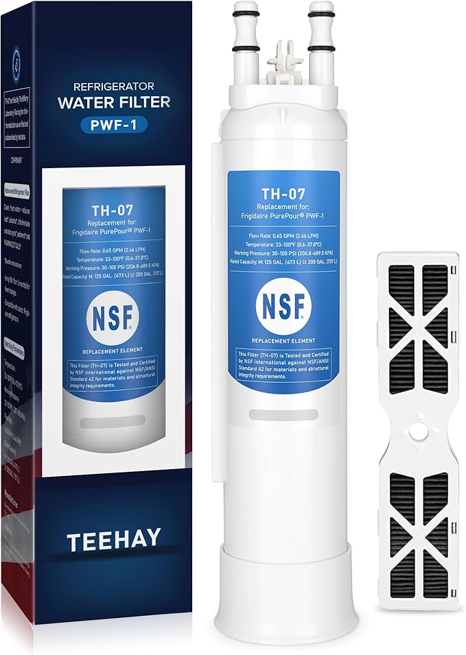 PWF-1 FPPWFU01 Water Filter & PureAir AF-2 FRGPAAF2 Air Filter Combo, Compatible with Frigidaire FRIGCOMBO6, FRFC2323AS, FRFG232LAF, FRFN2823AS, FRFS2823AD, FRFS2823AS, FRFS2823AW, 1 Combo