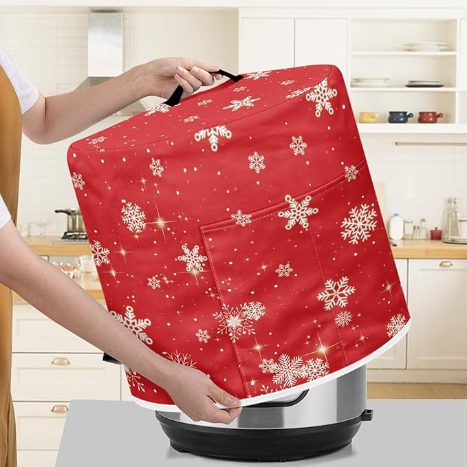 Snowflakes Dust Cover for Kitchen Instant Pot Accessories Appliance Cover Quart Pressure Cooker Air Fryer Rice Cooker Kitchen Appliance Dust Covers with Storage Pockets Size M