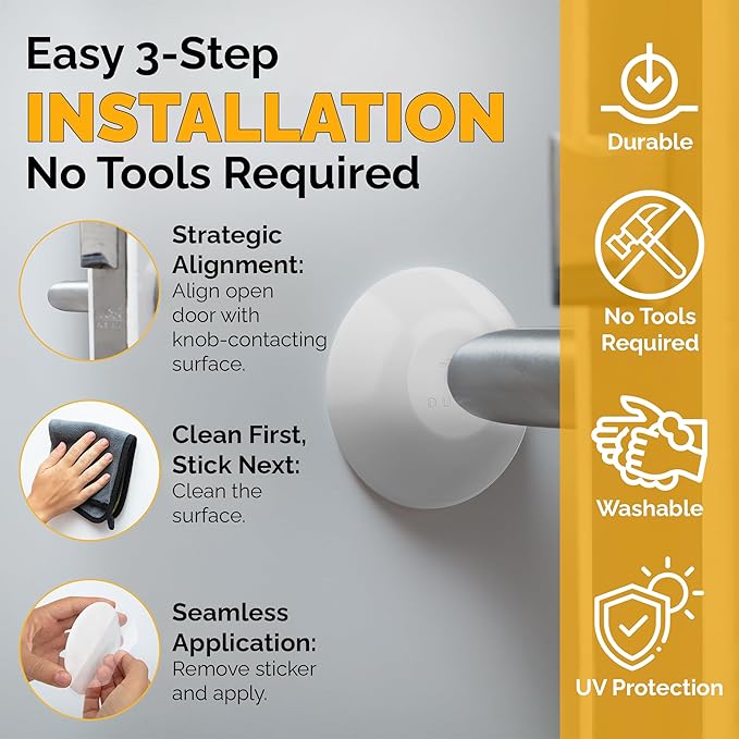 Ducki Door Wall Bumper Protector - Self Adhesive Stopping Shield Prevents Damage & Noise for Knob Handle, Refrigerators, Furniture Home or Office, Shock Absorbing, Discreet, Reusable - 4 Pack White