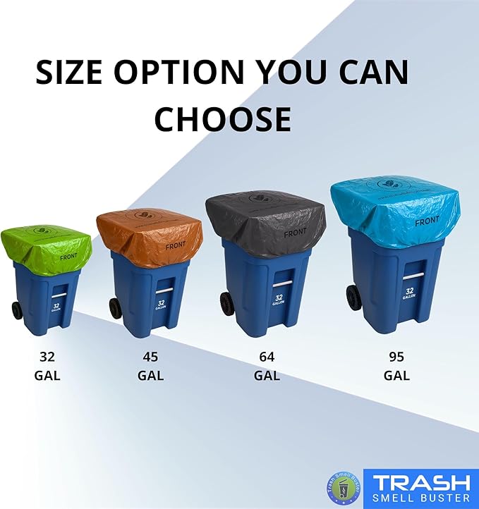 Trash Can Cover Odor Eliminating Bag with Elastic Band Lemon Scented Durable Chemical Free 45 Gallon 3 Pack