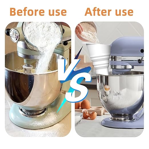 Flour Funnel for Kitchen Aid Mixer, Easy Pour No-Mess Attachment, Food-Grade Silicone Funnel, Stand Mixer Attachment for Tilt-Head Stand Mixer 4.5 & 5 Quart (KSM150), Anti-Splash Accessory (Blue)