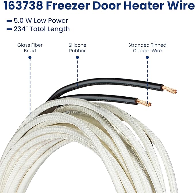 Upgrade 163738 Freezer Door Heater Wire, 5.0W, Direct Replacement for Norlake Refrigeration/Freezer Units, Compatible with 234 Models