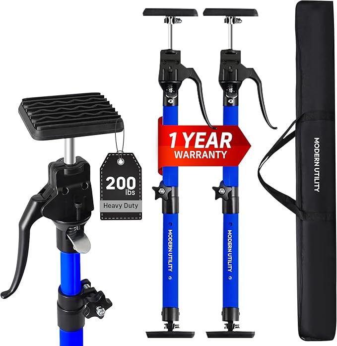 Adjustable Cabinet Jacks for Installing Cabinets (22.8-45.3 Inches 2 Pack) Heavy Duty 200 lb Metal Quick Support Rod & Third Hand Support System with Swivel Non-Slip Pads for Drywall and Ceilings.