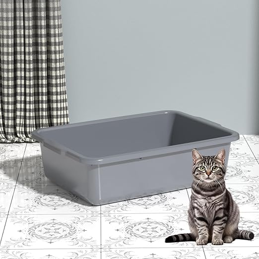 Sadstory Gray Plastic Commercial Bus Tub, 35 L Plastic Large Bus Box, 4 Packs