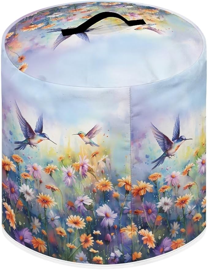 Xoenoiee Hummingbird Beautiful Floral Print Pressure Cooker Cover Kitchen Appliance Dust Cover with Pockets Compatible with Rice Cooker Air Fryer Slow Cooker, for 6 Qt Pot