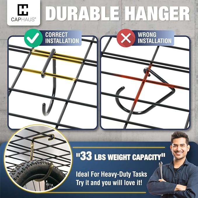 CAPHAUS Garage Shelving Wall Mounted 96x18 Inch, Heavy Duty Metal Wall Shelves with 4 Bike Hooks, 500lbs Capacity Storage Rack for Garage Organization System, Black