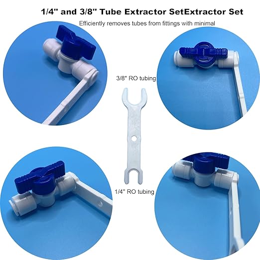 32ft RO Tubing Kit (20-Piece): 1/4" O.D. RO Water Line + Quick Connect Fittings (Valves, Elbow/Tee Couplings, Clip, Tool) for Water Purifier/Refrigerator System