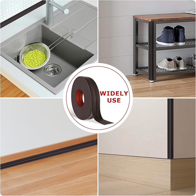 Flexible Wall Corner Protector Moulding Trim Peel and Stick Wall Corner Guards Edge Protector Self Adhesive Molding Trim Strip for Edge Ceiling (Dark Walnut Wood Grain, 0.8 in x 20 Ft)