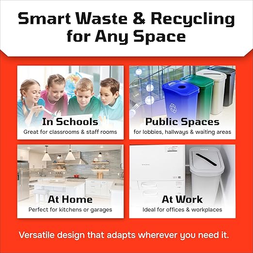City Box 10 Gallon Double Bin Trash Can Recycle Bin with Lid for Residential, Business, and Commercial Recycling - NYC Compliant (Cans Waste, 10 Gallon)