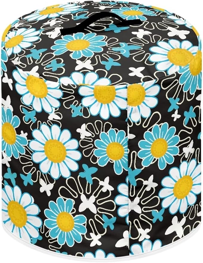 TODIYADDU Black Daisy Pressure Cooker Cover for Women Butterfly Butterfly Instant Pot Cover with Handle and Pocket for Rice Cooker Air Fryer Universal Kitchen Appliance Covers Storage Case Present