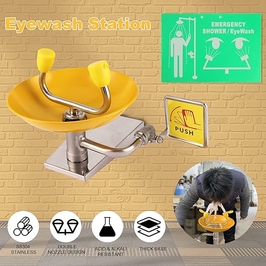 Eye Wash Station Emergency Wall-Mounted - Yeipower Portable First Aid Eyewash Station Eye Irrigation Sign
