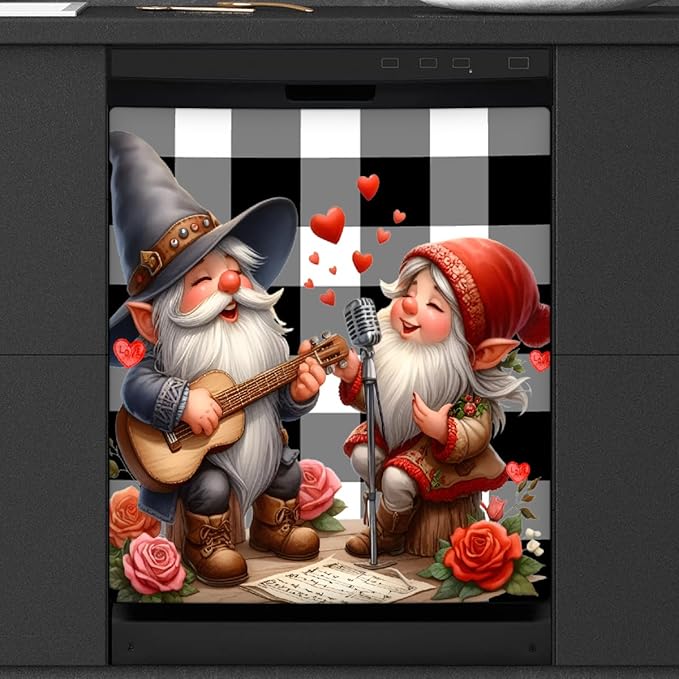 Valentine Day Gnome Cute Dishwasher Magnet Cover Magnetic Dishwasher Decorative Cover Front Dishwasher Door Covers Reuseable Dishwasher Covers Decal for Kitchen Home Decorative