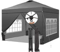 Saemoza 12x12 Pop Up Canopy Tent with One Push Setup, Portable Sun Shade Tent, Instant Easy Up Canopy with 4-Sidewalls & Wheeled Bag, Outdoor Fldable Gazebo with Vent Top, Grey.