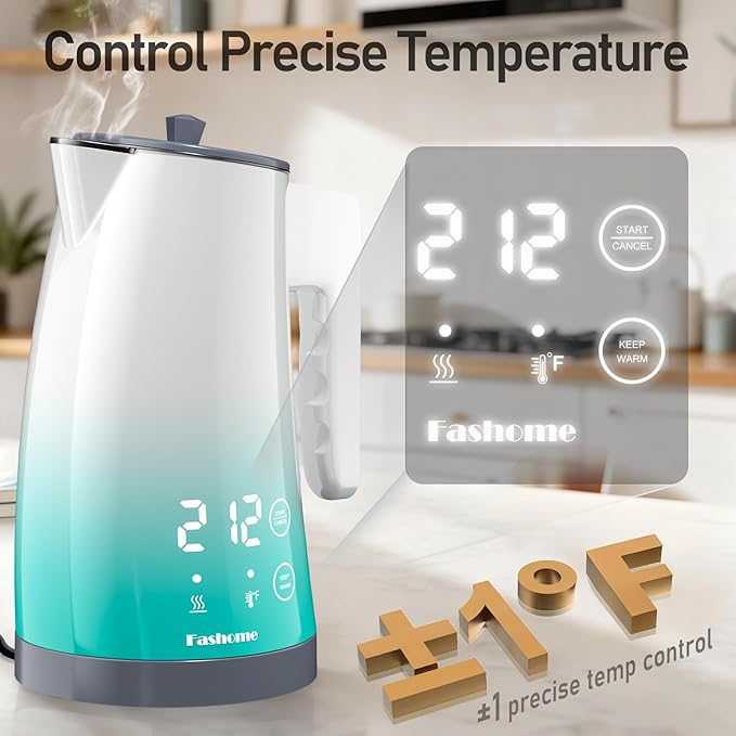 Electric Kettle with Temperature Control, 5 Preset Temps, 2H Keep Warm -1200W Quiet Water Boiler,Electric Tea Kettle with BPA-Free, Digital Cool-Touch, Rotating Base for Home,Office(Blue Gradient)