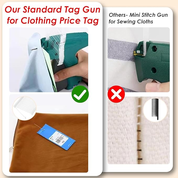 BS ONE Price Tagging Gun for Clothing, Standard Retail Price Tag Attacher Gun Kit for Clothes Labeler with 6 Needles & 2000pcs 2" Barbs Fasteners & Organizer Bag for Store Warehouse Yard Sale