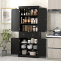 DORTALA 72” Tall Kitchen Pantry Cabinet, Wood Storage Cupboard w/ 4 Adjustable Shelves, 2 Cabinets & Drawer, Utility Freestanding Storage Cabinet for Kitchen, Hallway, Living Room, Black