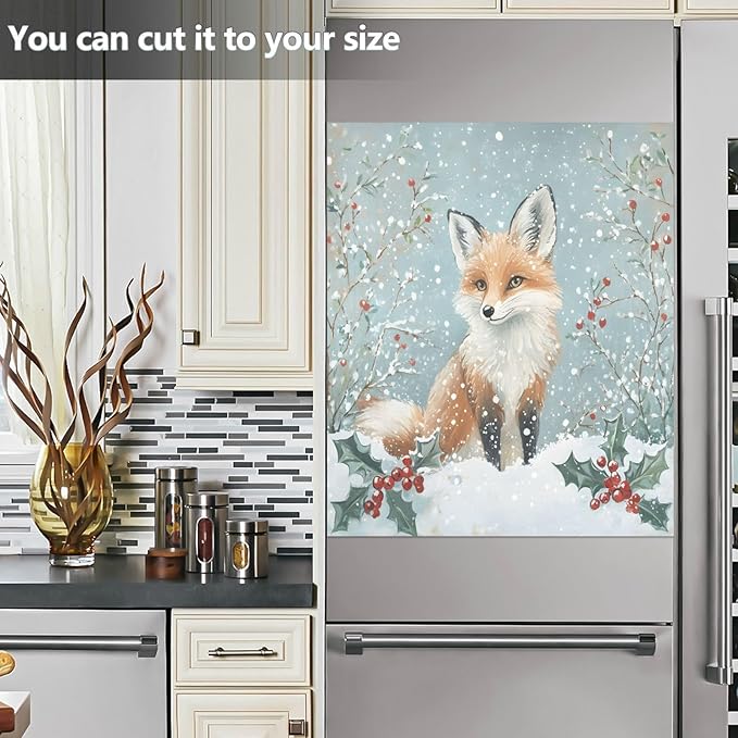 Fox Snow Dishwasher Magnet Cover Front Dishwasher Cover Magnetic Home Cabinet Decals Appliances Stickers Refrigerator Decor, 23x26in