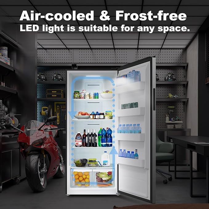 SMETA Freezer Upright Convertible Refrigerator 21 Cu. Ft, Frost Free Stand Up Freezers, Garage Ready, Energy Saving Freezerless Refrigerator Full Size All Refrigerator for Kitchen, Home, Office