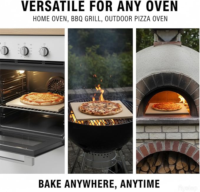 15"x12" Rectangular Pizza Stone for Oven, Grill & Camping, Cordierite Baking Stone with High Heat Resistance