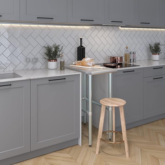 AmGood Stainless Steel Work Table Open Base | NSF Kitchen Island Food Prep | Laundry Garage Utility Bench (15" Long X 30" Deep)