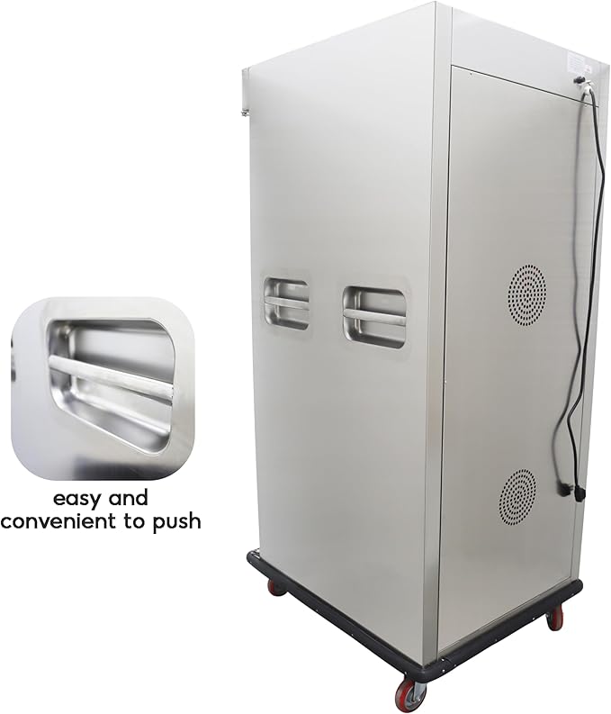 TECHTONGDA Commercial Heated Holding and Proofing Cabinet Mobile Food Warmer Catering Case Stainless Steel 11 Layers 86-185℉ 220V
