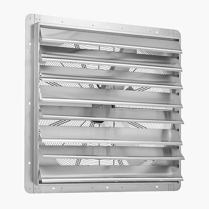 VEVOR 36 inch Shutter Exhaust Fan, Wall Mounted Attic Vent Fan with 11000 CFM Airflow, AC Motor, Heavy-duty Steel Construction, Low Noise for Shed, Garage, Greenhouse Ventilation Cooling, Silver