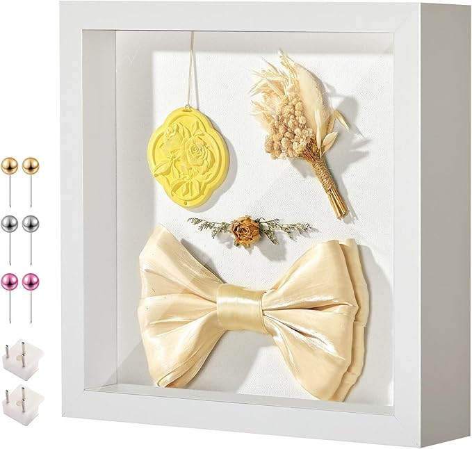 11x11 Shadow Box Display Case Picture Frame with Soft Linen Back, Deep White Shadow Box 11x11 for Flowers Medal Display Case Jersey pet Graduation Memorabilia Baby Ltems Crafts Photos