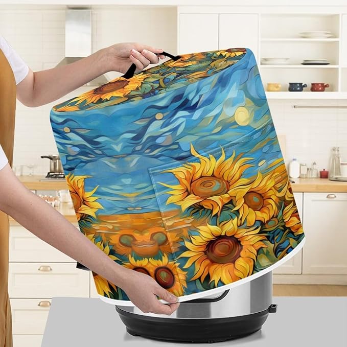 Sunflower Print Instant Pot Cover 3 Quart for Air Fryer Pressure Cooker With Top Handle and Accessories Pockets - Small Kitchen Appliance Dust Cover Decorations