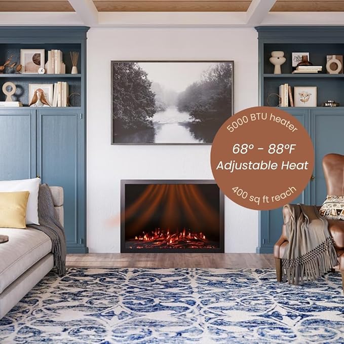 Modern Ember Highmark Traditional 44 Inch Built-in Smart Electric Fireplace Insert | Alexa/WiFi Enabled - Remote Included | Electric Firebox Heater with Multi-Color Flames | 1500W