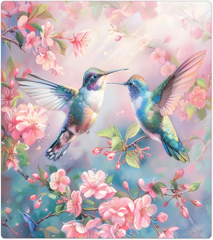Hummingbird Pinks Flower Dishwasher Magnet Cover, Reusable Refrigerator Panel Stickers Microwave Front Door Covers Magnets for Kitchen Home Appliances Holiday Party Decorations 23 X 26 in