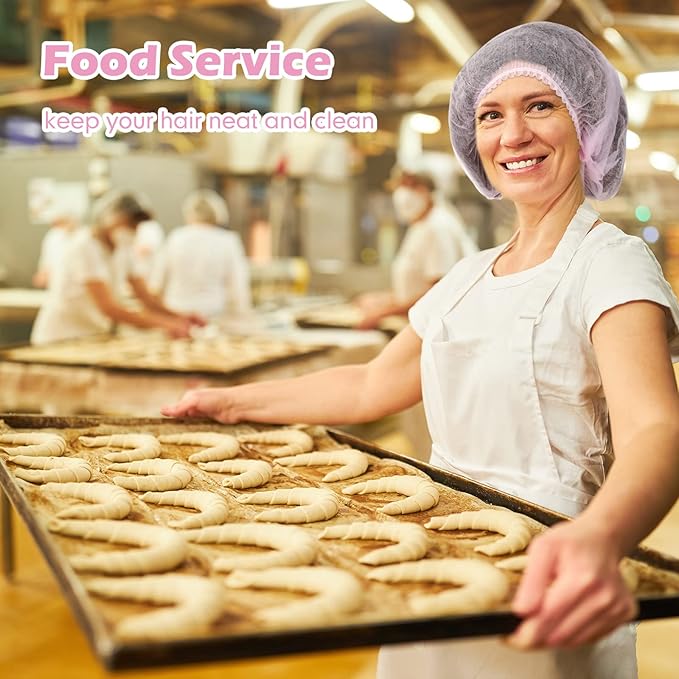 Yahenda 1000 Pcs Disposable Bouffant Caps Bulk Hair Nets 21" Non Woven Hairnet for Food Service Restaurant Lab Kitchen