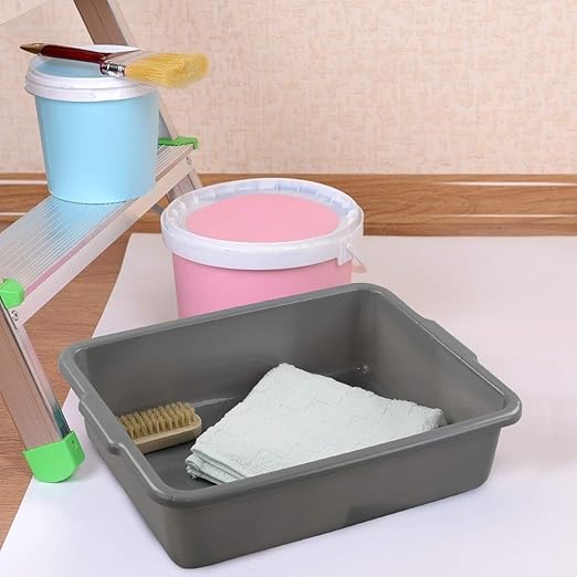 4 Packs 8 Liter Grey Commercial Bus Tub Box Tote Dishpan