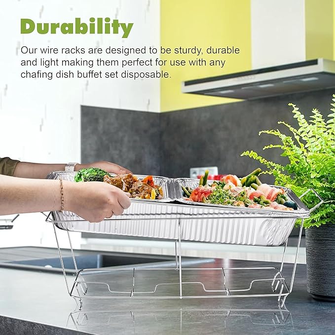 Chafing Wire Rack Buffet Stand - Full Size Racks For Dish Serving Trays Food Warmer (6)