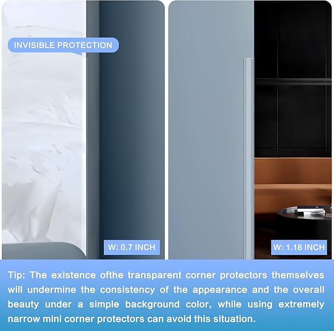 Clear Self-Adhesive Mini Wall Corner Protectors, Cute Corner Guards & Edge Protector for Wall Door Frame Cabinet Baseboard & Door, Table, Stair, Easy to Cut (5/8" Thick, 39.4" Length - 10Pack)