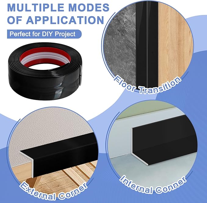Wall Corner Protector Moulding Trim Peel and Stick Wall Corner Guards Trim Flexible Self Adhesive Edge Protector Moulding, 1.6 in x 10 Ft, Black
