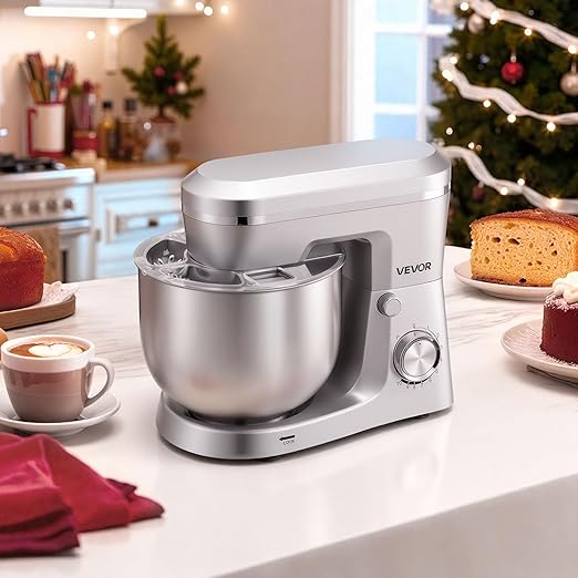 VEVOR Stand Mixer, 6 QT Electric Kitchen Mixer, 300W Dough-Mixer, 10 Speeds Tilt-head Food-Mixer with Stainless Steel Bowl, Dough Hook, Whisk, Beater, for Baking, Mixing, Whipping & Kneading, Red