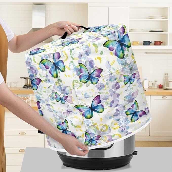 Fashion Butterfly Fryer Dust Covers for 3Qt Instant Pot Small Appliance Covers Hand Washable Dust Resistant Gifts for Kitchen Decor Living Room Slow Cooker Cover M