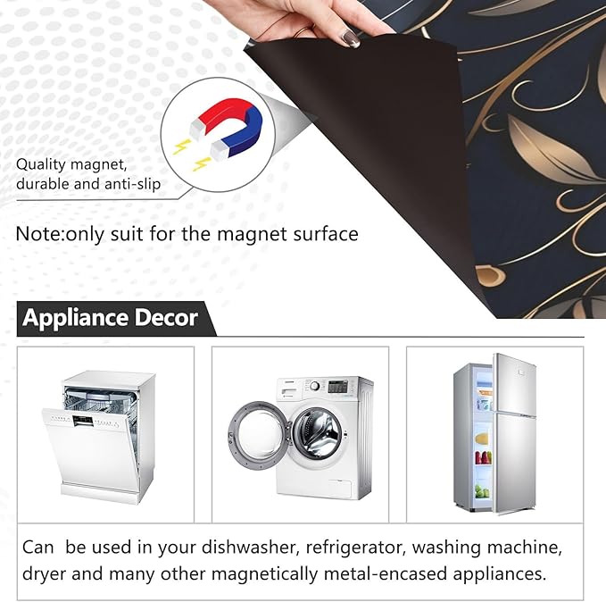 senya Dishwasher Magnet Cover Panel for The Front Dark Black Flowers Dish Washer Door Sticker Home Kitchen Decoration Refrigerator Magnet Art Decor