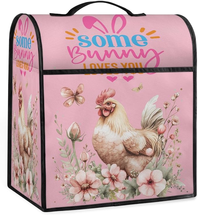 Kitchen Aid Mixer Cover Rooster Flower Floral Butterfly Stand Mixer Cover Compatible with 6-8 Quarts Stand Mixers, Dust Covers with Zipper Pocket Foldable Washable Kitchen Aid Organizer Bag