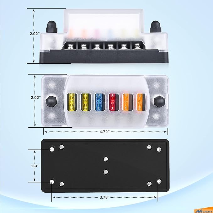 Nilight 6 Way Fuse Block with Negative Bus 12V Blade Fuse Holder ATC/ATO Standard Fuse Box Label Stickers Waterproof Cover Fuse Panel for Automotive Cars Trucks RVs Campers Vans, 2 Years Warranty