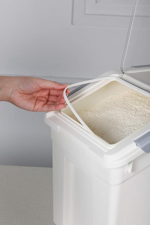 EonTone Pack-4 Ingredient Storage Bins (25 L Pack-2) (15 L Pack-2) with Wheels Seal Locking Lid PP