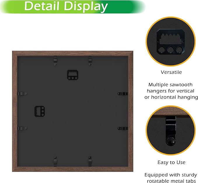 FrameWorks 11” x 11” Dark Oak Wooden Shadow Box Frame – Display Case with Soft Felt Back, Memory Box with Tempered Glass, Display Box with Elegant White Ball Push Pins, Wooden Flower Box
