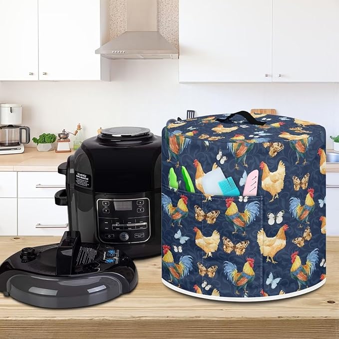 Chicken Butterfly Pressure Cooker Cover for Women Dust-proof Cover for Rice Cooker Air Fryer Kitchen Appliance Covers with Top Handle and Pocket Home Kitchen Decor Gifts for Friends