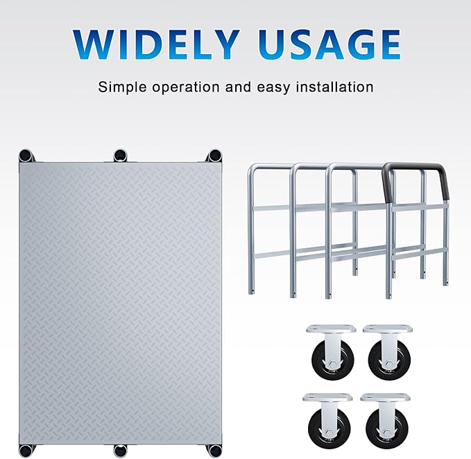 Steel Panel Cart, Lumber cart with Flexible＆Quiet Wheels, Heavy Duty Drywallcart with 1Front and 3Side Handrails, 2500 LBS Industrial Grade Weight Capacity