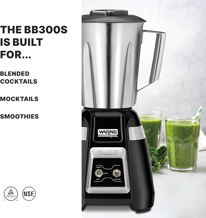 Waring Commercial BB300S 1-Hp bar Blender, Black 48 oz