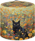 Xoenoiee Black Cat Floral Pattern Kitchen Appliance Dust Covers with Pockets - Compatible with Electric Pressure Cooker, Rice Cooker, Air Fryer - For 6 Qt Pot